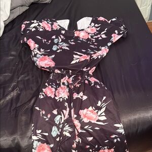 Floral Black Jumpsuit